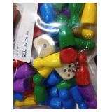 STOBOK 50 Pcs Multicolor Wooden Pawns Board Game Pieces With 2 Dice - Tabletop Markers Chess Pieces for Board Games