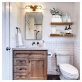 QEEIG Bathroom Floating Shelves for Wall - 15.7 Wall Mounted Shelf Over Toilet Farmhouse Home Decor Display Bookshelf Small 15.7 x 6.7 inch Set of 2, Rustic Brown (008-40BN)