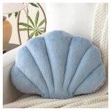 Znhinery Shell Pillow, Seashell Throw Pillow with Soft Rabbit Plush for Couch Bed, Shell Shaped Decorative Ocean Pillow Stylish Beach Cushion Room Decor Aesthetic for Bedroom Livingroom