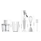 Immersion Hand Blender, UTALENT 5-in-1 8-Speed Immersion Blender with 500ml Food Grinder, 600ml Container,Milk Frother,Egg Whisk,Puree Infant Food, Smoothies, Sauces and Soups - White