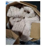 Snuggle Sac Soft Ribbed Beige Throw Blanket for Couch, Luxurious Fluffy Cozy Knit Throws for All Season, Reversible Warm Microfiber Netural Blankets for Couch, Sofa, Travel, Beige, 50x60 inches