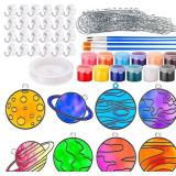 Cholemy 24 Sets Planet Sun Catcher Kit Include Suncatcher Craft with Paints Suction Cups Fishing Thread, Planet DIY Window Art Kit Paintable Suncatchers Decorations for Gifts