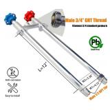 WHK 12 Inch Frost Free Outdoor Water Spigot Faucet Supply Hot and Cold Outdoor Water Faucet 1/2 Inch MIP X 3/4 Inch Hose Bibb Freeze Proof Hose Bib Wall Hydrant Sillcock(Brass,Chrome)