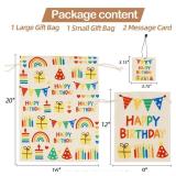 silenwest Gift Bag for Girls Boys Men Women Birthday with Message Card, 20 Large 12 Small,Reusable Premium Canvas Drawstring Bags