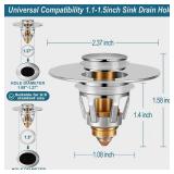 Omruciy Universal Bathroom Sink Stopper - Upgraded Pop Up Sink Drain Strainer, Fits 1.1-1.5 Inch U.S. Standard Drain Holes - Anti-Clogging Filter with Sink Hair Catcher - Pure Brass Sink Drain Stopper