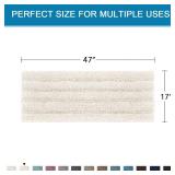 H.VERSAILTEX Bath Rugs for Bathroom Non Slip Bath Mats Extra Thick Chenille Striped Bath Rug Runners 47 x 17 Absorbent Fluffy Soft Shaggy Mats Dry Fast Plush Area Carpet for Bath Room - Ivory