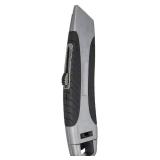 Amazon Basics Soft Grip Retractable Utility Knife with 3 Blades, Black/Silver