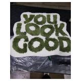 UNIBATH You Look Good Bath Mat Green Bathroom Rugs Funny Cute Bathroom Decor Preppy Small Cool Rug Non Slip Microfiber Washable Absorbent Shower Rug, 25x21