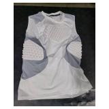 COOLOMG Youth Baseball Padded Shirt Kids Chest Protector Rib Heart Guard Sternum Protection for Football Softball Lacrosse Rugby White L