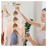 Besslly 100Pcs Space Saving Hanger Hooks, Plastic Clothes Hanger Connector Hooks, Heavy Duty Space Saver Hanger Extender Clips for Closet Organizers, Black