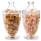 Hacaroa 2 Pack Acrylic Apothecary Jars with Airtight Lids, 46 Oz Clear Plastic Candy Cookie Jars for Candy Buffet, Decorative Bathroom Canister Container for Bath Salt, Vanity, Party, Wedding