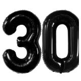 Katchon, Black 30 Balloon Numbers - 40 Inch | Black 30th Birthday Balloons | 30th Birthday Decorations for Him & Her | Black Birthday Decorations | 30th Anniversary Decoration