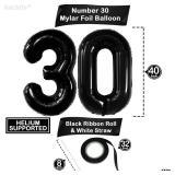 Katchon, Black 30 Balloon Numbers - 40 Inch | Black 30th Birthday Balloons | 30th Birthday Decorations for Him & Her | Black Birthday Decorations | 30th Anniversary Decoration