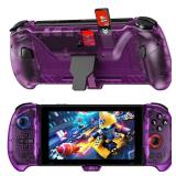 NexiGo Hall Effect Gripcon with Kickstand and HDMI Out for TV Docking, Hall Sensing Joystick for Switch/Switch OLED, Handheld Mode, 4K/1080P Supported HDMI and USB 3.0 Port, Purple