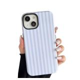 CHEDEMK Compatible with iPhone 13/14 Case, Cute Fashion Aesthetic Striped Pattern Cover for Women, Shockproof Soft TPU and Hard PC Protective Phone Case for iPhone 13/14 6.1- White