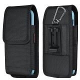 ACCKUO Phone Holster for Belt with Metal Clip and Magnetic Closure Compatible with iPhone 16/15/14/13/12 Pro and Non-Pro, Galaxy S25 S24 S23 S22 for Everyday Protection, M-Black