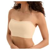 Cuteio Strapless Bras for Women, Invisible Wire-Free Push-Up Bandeau top, Anti-Slip Design with Removable Adjustable Clear Straps, Multi-Way Wear for Wedding, Party Dress Medium