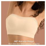 Cuteio Strapless Bras for Women, Invisible Wire-Free Push-Up Bandeau top, Anti-Slip Design with Removable Adjustable Clear Straps, Multi-Way Wear for Wedding, Party Dress Medium