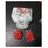 Henoyso 24 Pcs Red and Green Christmas Clear Gift Bags Plastic Goodie Candy Treat Bag with Handles PVC Gift Wrap Totes with Ribbon for Xmas Party Favors (7.8 x 7.8 x 3.1)