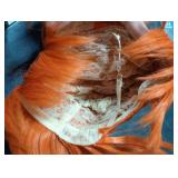 karlery Short Bud Ball Braid Orange Wig Flat Bangs Updo Chignon Cosplay Halloween Costume Party Wig