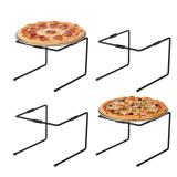 MyGift Black Metal Pizza Table Stands, Tabletop Pizza Pan Riser Food Platter Tray and Display Rack, Set of 4