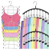 TomCare 4 Pack Space Saving Hangers 2Pack Tank Top Hanger and 2Pack Leggings Organizers for Closet Pants Hangers with 20 Clips Bra Organizers with 16 Hooks Stainless Steel Hanging Closet Organizer