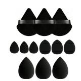 12 pcs Makeup Sponge Blender Sponges for Liquid, Cream, and Powder, Make up sponges for foundation Powder Puff Face Triangle Face Makeup Puff Wet Dry Dual-Use (Black)