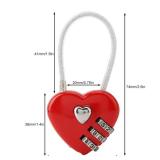 Dioche Luggage Lock, Heart Shape 3 Digit Code Combination Luggage, Bag Lock, Password Security Couple Code Padlock for Suitcases, Backpack, Jewelry Box, Hall Locker(red)