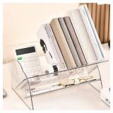 Fox Claw Acrylic Desktop Bookshelf, Detachable Bookcase, Clear Book Organizer, Book/CD/Magazine Rack for Office/Study Room Library/Home (Clear, 12.6)