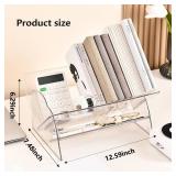 Fox Claw Acrylic Desktop Bookshelf, Detachable Bookcase, Clear Book Organizer, Book/CD/Magazine Rack for Office/Study Room Library/Home (Clear, 12.6)