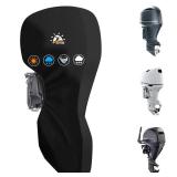 Zettum Outboard Motor Cover - 600D Full Boat Motor Cover Waterproof & Heavy Duty, Fade-Resistant Boat Engine Cover, Fit for Motor 150-225 HP, Black