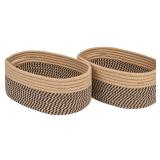 CubesLand Small Cube Shelf Closet Storage Baskets Bins Set 2,Woven Basket for Organizing/Storage, Long-lasting &Skin-friendly Storage Basket Bin,Stylish Room Decor Basket,Camel/Mixed Black Rope Basket