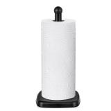 SMARTAKE Paper Towel Holder for Countertop, Standing Kitchen Roll Holder with Suction Cups, Non-Slip Paper Towel Stand, Stainless Steel, Weighted Base, for Kitchen Bathroom, Square Base (Black)