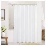 DUKIYO White Linen Long Shower Curtain 78 Inches Long Cloth Textured Fabric Shower Curtain Set with Hooks Water Repellent Simple Elegant Modern Farmhouse Country Bath for Bathroom 72x78 Inch