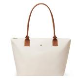 KALIDI Tote Bag for Women Nylon Top-Handle Purse,Shoulder Hobo handBag with Zipper Leisure Foldable Weekend Beige