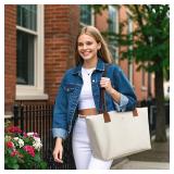 KALIDI Tote Bag for Women Nylon Top-Handle Purse,Shoulder Hobo handBag with Zipper Leisure Foldable Weekend Beige