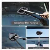 Qydipclin 10pcs Windshield Cleaner Tool, Car Window Cleaning Wash Kit with 4 Reusable Microfiber Pads 1 Spray Bottle and Extendable Handle Auto Glass Wiper Kit, Gray