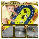 KUANGO Small Car Toys for 1 Year Old Boy Gifts, Pull Back Car with Containable Playmat for Toddler 1 2 3 Year Old, Baby Toys 12-18 Months