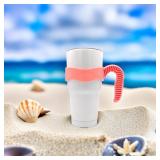30 oz Tumbler Handle, Anti Slip Travel Mug Grip Cup Holder for Vacuum Insulated Tumblers, Suitable for Yeti Rambler, Trail, Sic, Ozark and More 30 Ounce Tumbler Mugs/Car Cups Accessories (Pink)