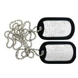 Stainless Steel Military Dog Tags, Complete Steel Ball Chain and Black Tag Silencers - Suitable for Large and Small Dogs Dog Tag Set