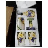 FORLONG Ceramic Bathroom Accessory Set Dancing Butterfly Ceramic 5 Pieces Set,Including Toothbrush Holders,2 Gargle Tooth-Brushing Cups,Soap Dishes,Soap & Lotion Dispenser