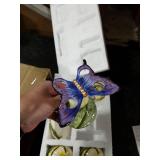 FORLONG Ceramic Bathroom Accessory Set Dancing Butterfly Ceramic 5 Pieces Set,Including Toothbrush Holders,2 Gargle Tooth-Brushing Cups,Soap Dishes,Soap & Lotion Dispenser