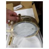 Cavoli Wall Mounted Makeup Mirror with LED Lighted 3 Tones LED Lights. Gold Finish 10x Magnification, Double Sided 8.5-inch, Plug Powered, Made of Brass