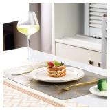 Gold Placemats Set of 6 Rectangle Pressed Vinyl Table Mats Heat Resistant Non-Slip Washable Wipeable Place Mats for Dining Table Indoor Outdoor Flower Dinner Placemats