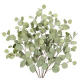 Green Eucalyptus Stems 34 Long Silver Dollar Leaves - 5 Pcs Silk Stems for DIY Bouquet Arrangements, Centerpieces, Shower Decorations - Artificial Spray