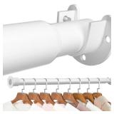 Mavivegue White Closet Rod, 17 to 99 Inches Adjustable Closet Rods for Hanging Clothes, 1.3 Inches Closet Hanging Rod Heavy Duty Tension Rod for Closet Wardrobes Laundry RV, Bathroom