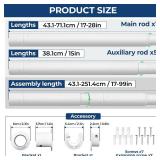 Mavivegue White Closet Rod, 17 to 99 Inches Adjustable Closet Rods for Hanging Clothes, 1.3 Inches Closet Hanging Rod Heavy Duty Tension Rod for Closet Wardrobes Laundry RV, Bathroom