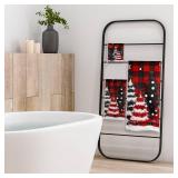 Bencailor Red,Black 9 Pcs Christmas Bathroom Towels Set Red and Black Buffalo Check Towel Snowman Truck Christmas Tree Decoration for Bathroom Xmas Parties Restaurant Winter Housewarming Gifts