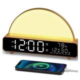 HAODINGMAI Sunrise Alarm Clock Wake Up Light with Sunrise Simulation White Noise Machine Touch Control Bedside Lamps Colors Atmosphere Lamp 30/60/90 Sleep Timer 13 Nature Sounds