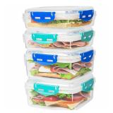 4 PCS Sandwich Containers - 100% Airtight & BPA-Free & Microwave & Dishwasher Safe Kitchen Storage Containers with Upgraded Snaps, 2 heightened Containers for Lunch Boxes and 2 normal version